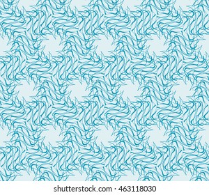 Blue tone. Seamless vector illustration depicting repetitive floral patterns made in the form of sketches.