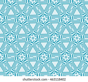 Blue tone. Seamless vector illustration depicting repetitive geometric patterns.