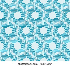 Blue tone. Seamless vector illustration depicting repetitive geometric patterns.