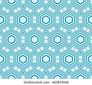 Blue tone. Seamless vector illustration depicting repetitive geometric patterns.