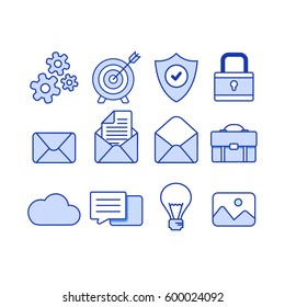 Blue tone stylish icon set