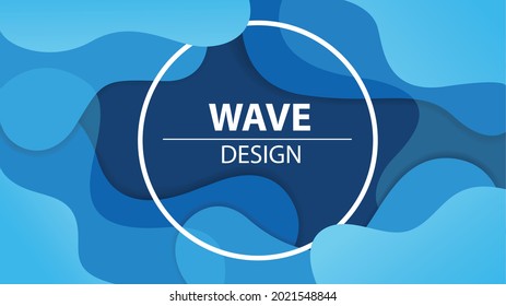 Blue tone wave background style banner design concept or business cards, brochures and posters, Curved turquoise abstract wallpaper overlapping layers.