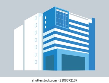 Blue tone and white tone glass building.