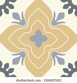 blue tones colored oriental ornament design on marble