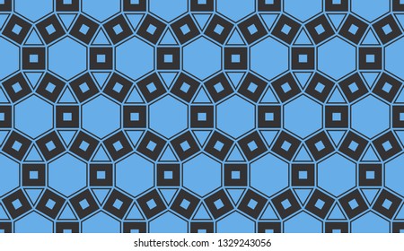 Blue tones. Geometric design seamless pattern. Vector illustration