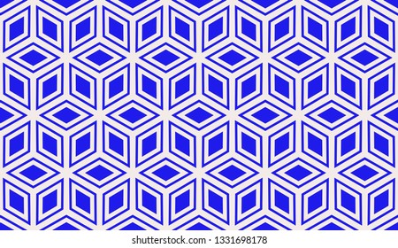 Blue tones. Geometric design seamless pattern. Vector illustration