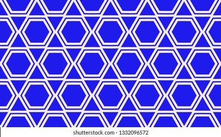 Blue tones. Geometric design seamless pattern. Vector illustration