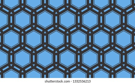 Blue tones. Geometric design seamless pattern. Vector illustration