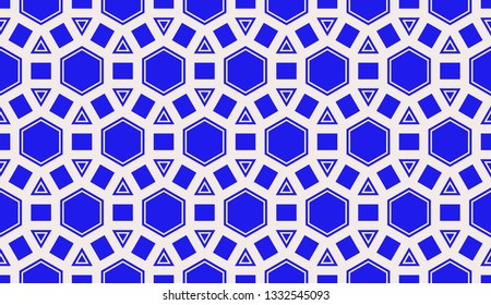 Blue tones. Geometric design seamless pattern. Vector illustration
