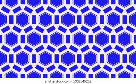 Blue tones. Geometric design seamless pattern. Vector illustration