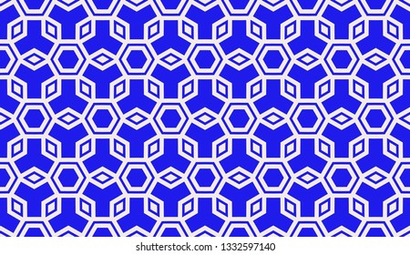 Blue tones. Geometric design seamless pattern. Vector illustration