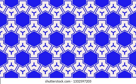 Blue tones. Geometric design seamless pattern. Vector illustration