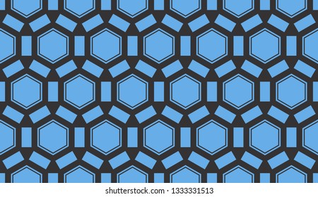 Blue tones. Geometric design seamless pattern. Vector illustration