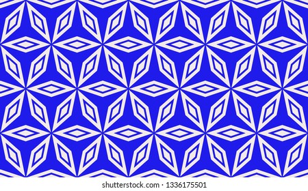 Blue tones. Geometric design seamless pattern. Vector illustration