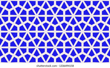 Blue tones. Geometric design seamless pattern. Vector illustration