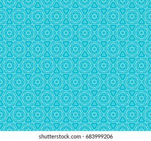 blue tones. seamless illustration with intricate sketches of geometric shapes. For interior decoration, textile industry, printing industry.