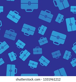 Blue Toolbox icon isolated seamless pattern on blue background. Tool box sign. Vector Illustration