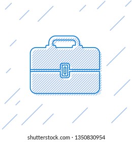 Blue Toolbox line icon isolated on white background. Tool box sign. Vector Illustration