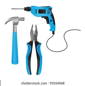 blue tools isolated over white background. vector illustration