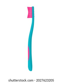 Un Cepillo de dientes azules aislado en un fondo blanco. Ilustración del vector