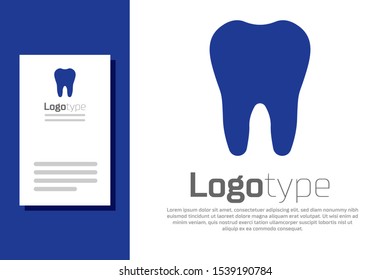 Blue Tooth icon isolated on white background. Tooth symbol for dentistry clinic or dentist medical center and toothpaste package. Logo design template element. Vector Illustration