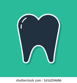 Blue Tooth icon isolated on green background. Tooth symbol for dentistry clinic or dentist medical center and toothpaste package.  Vector Illustration