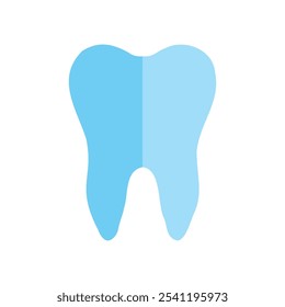 Blue tooth icon symbol silhouette flat design style sign. Tooth simple  silhouette on a white background. Dentist cocnept. Modern minimalist tooth icon. Web site and mobile app design vector element.