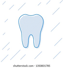 Blue Tooth line icon isolated on white background. Tooth symbol for dentistry clinic or dentist medical center and toothpaste package. Vector Illustration