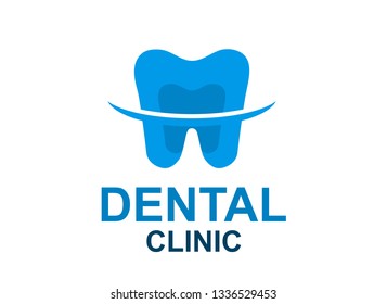 blue tooth logo design illustration symbol for dental care business clinic. hospital icon for healthy smile.