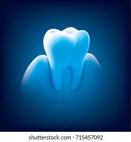Objeto blue tooth en el fondo índigo / diente científico