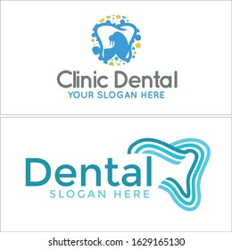 Blue tooth seals round dot colorful line vector symbol icon logo design template suitable for medical pharmaceutical dental children clinic