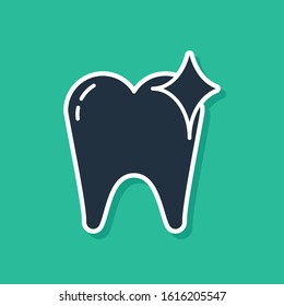 Blue Tooth whitening concept icon isolated on green background. Tooth symbol for dentistry clinic or dentist medical center.  Vector Illustration