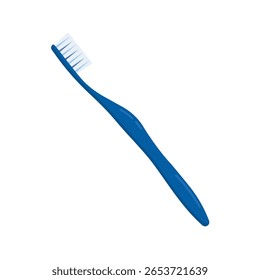 Blue toothbrush icon. Dental hygiene and oral care tool in flat vector style. Isolated on white background. Perfect for dentistry, healthcare, or personal care design.