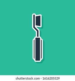 Blue Toothbrush icon isolated on green background.  Vector Illustration