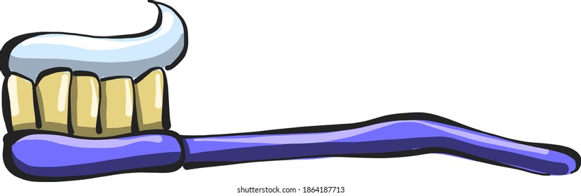 Cepillo de dientes azul, ilustración, vector sobre fondo blanco.