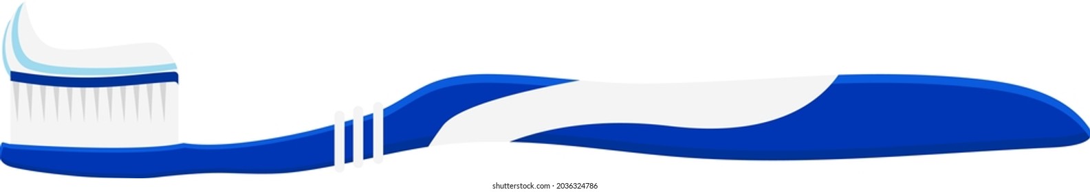Cepillo de dientes azul, ilustración, vector sobre fondo blanco.