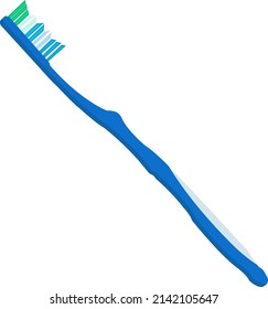 Blaue Zahnbürste, Illustration, Vektorgrafik auf weißem Hintergrund.
