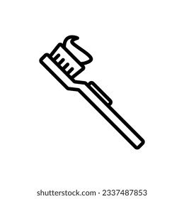 Ilustración vectorial de contorno de cepillo de dientes azul