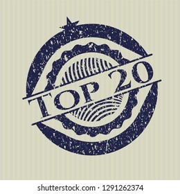 Blue Top 20 rubber stamp with grunge texture
