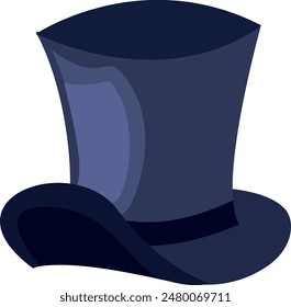 Blue top hat vector illustration. Cartoon hat isolated on white background.