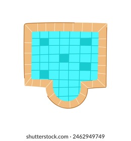 blue top view pool cartoon. inflatable resort, float hotel, mattress surface blue top view pool sign. isolated symbol vector illustration