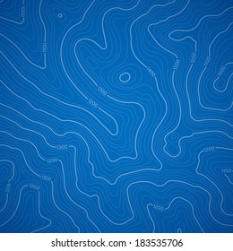 Blue Topographic Background Pattern With Topographic Or Isolines.