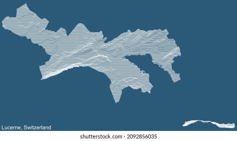 Blue topographic map of Lucerne-Luzern, Switzerland