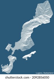 Blue topographic map of Lugano, Switzerland