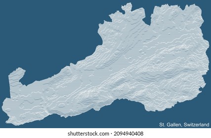 Blue topographic map of St. Gallen, Switzerland