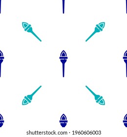 Blue Torch flame icon isolated seamless pattern on white background. Symbol fire hot, flame power, flaming and heat.  Vector