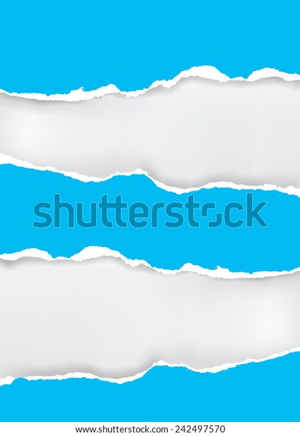 Blue torn paper\
background. Vector illustration of blue ripped paper with place for\
your image or text. 