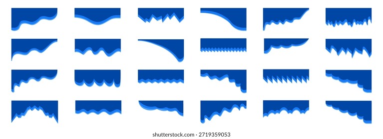 Colección de borde de papel rasgado azul con Formas rasgadas en capas. Bordes de estilo gráfico limpios para Anuncios y diseños de Diseño web