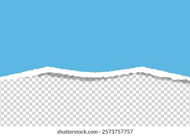 Blue torn paper edge template ripped horizontal strips with shadows border texture design vector