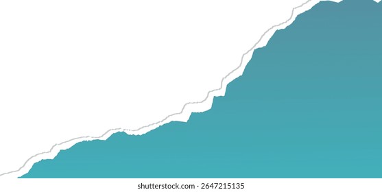 Blue torn paper with isolated transparent background with shadow effect in horizontal banner design. ripped paper strip